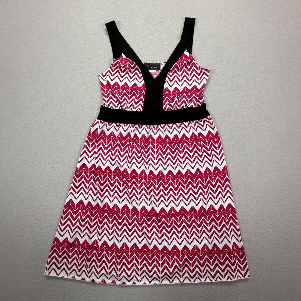 Hypnotik Womens Dress Empire Waist Pink Chevron Geometric Sleeveless XL